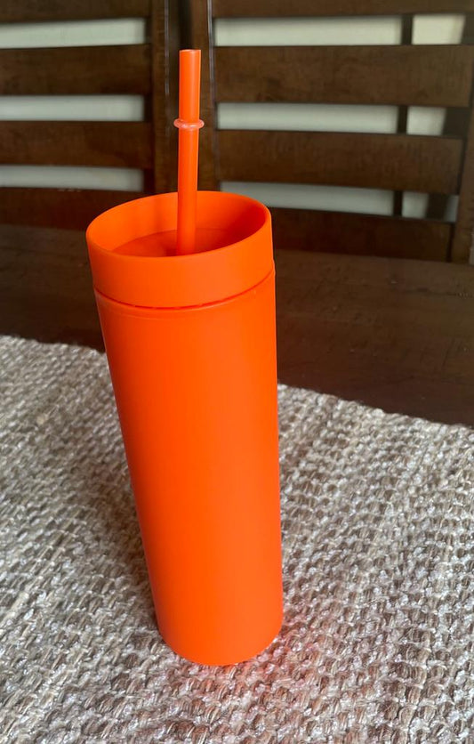 Orange Tumbler with Phrase T&M