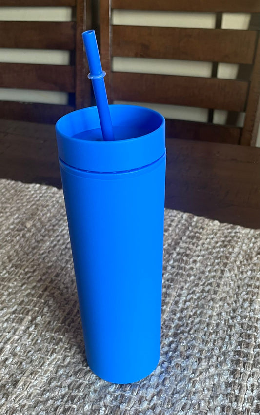 Pastel Blue Tumbler with a Phrase T&M