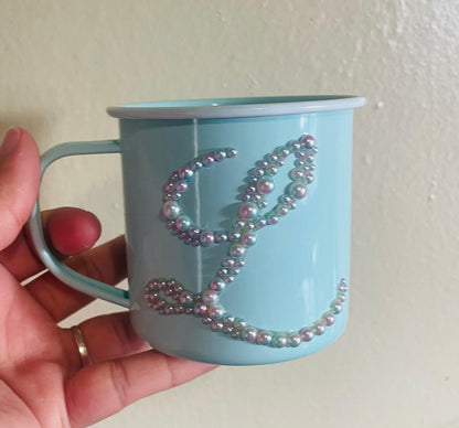 Aluminum Mug with Letter on Pearl or Rhinestone PRSTYLE